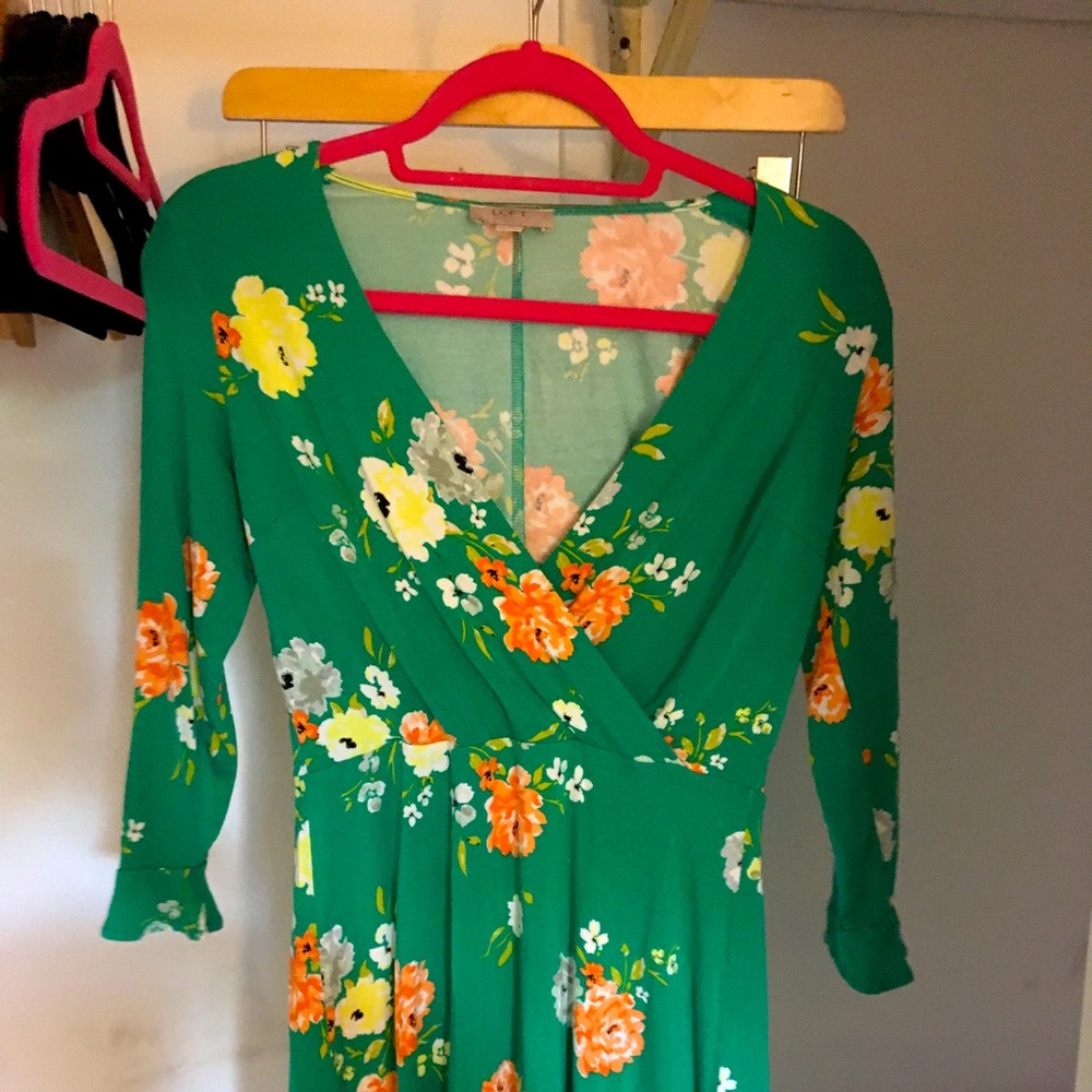 Floral Green Wrap Dress